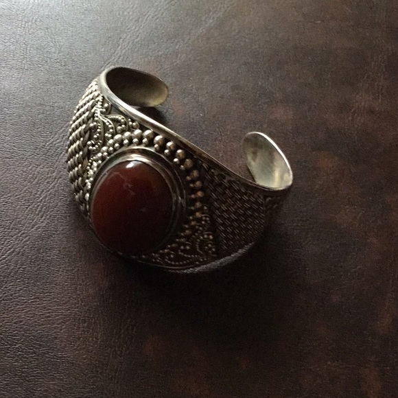 ❤️Vintage Sterling SilverCarnelian Bracelet EUC - Picture 1 of 6